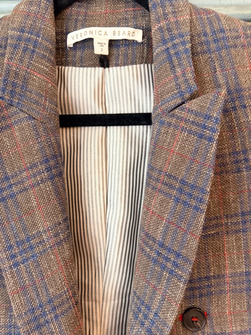 Veronica Beard Earth Tone Plaid Beacon Dickey Jacket Size 0 - Picture 2 of 8